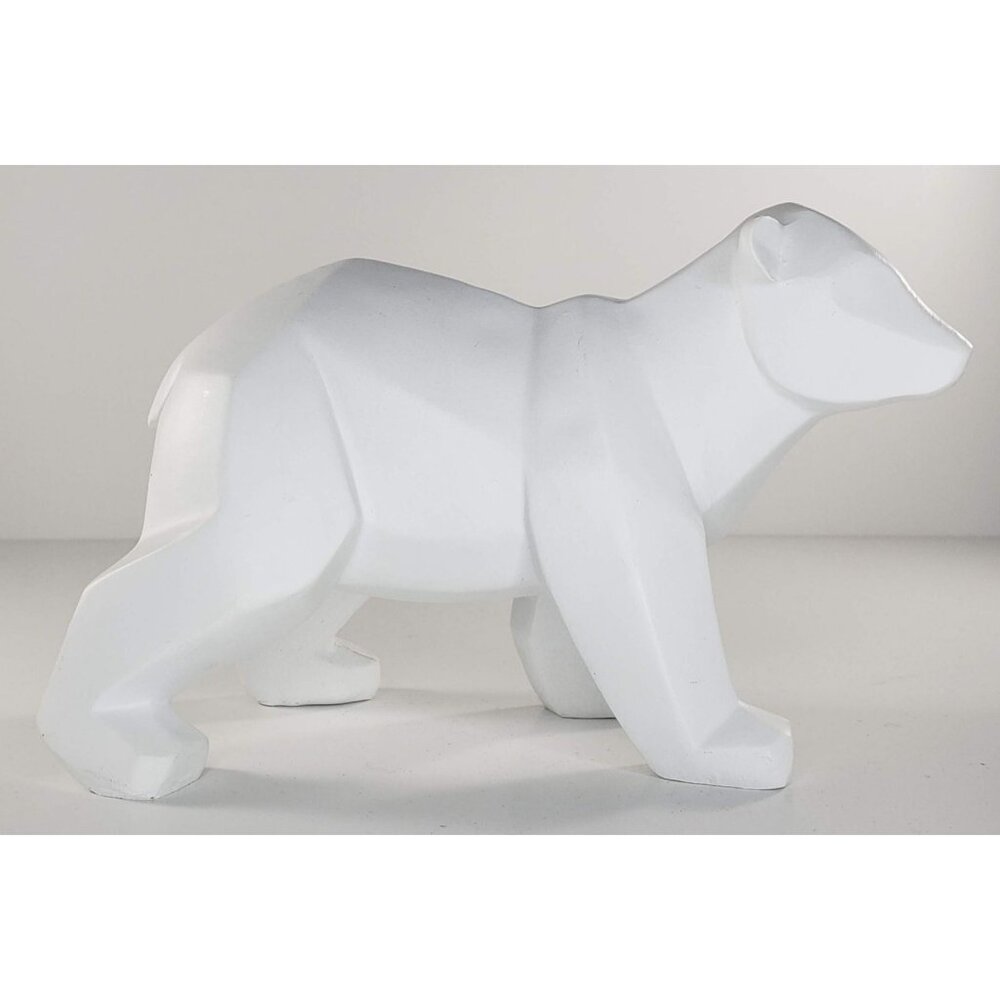 Geometric Abstract Polar Bear White Figurine Statue Home Decor